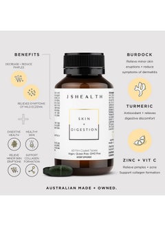 JSHealth Vitamins Skin And Digestion Formula; Skin Supplement With Zinc; Burdock Turmeric; Clear Healthy Skin; Acne Treatment For Teens And Adults; (60 Tablets)  - Image 3