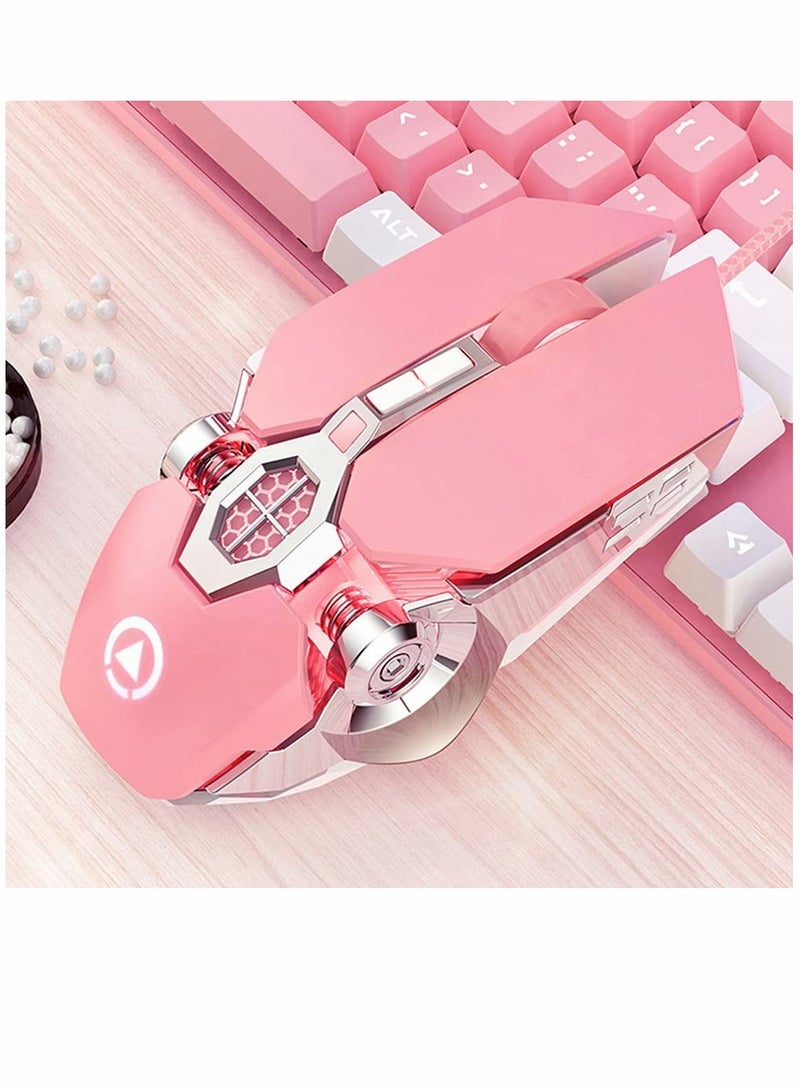 SYOSI Gaming Mouse Wired Computer Mouse Mechanical Pink Optical USB Mouse 7 Buttons, 4 Levels Adjustable DPI Up to 3200, RGB Backlit, Sound Click PC Mouse Fit for Girls Gamer - Image 1