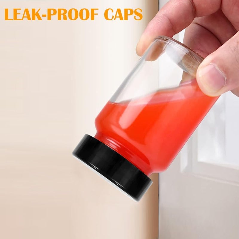 LANBEAUTIFY 2 oz Small Clear Glass Bottles with Lids - 6Pcs Wide Mouth Shot Bottles with Caps for Ginger Shots, Juice, Potion, Liquids, Whiskey - Mini Travel Bottles with Funnels, Stickers - Image 4