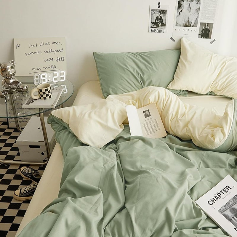 Duvet Cover Set King Size 6 Pcs, Include 1 Quilt Cover 220 x 240cm and 4 Pillow Cases 48 x 74cm and 1 Bedsheet 245 x 265cm, Soft Washed Cotton Bedding Set, NO Comforter - Image 3