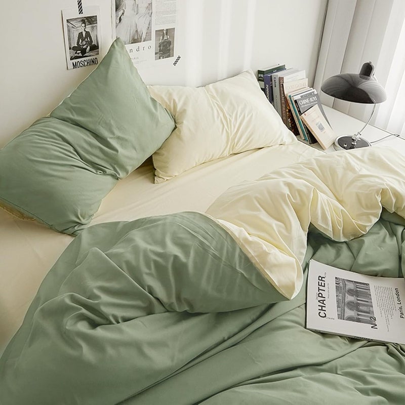 Duvet Cover Set King Size 6 Pcs, Include 1 Quilt Cover 220 x 240cm and 4 Pillow Cases 48 x 74cm and 1 Bedsheet 245 x 265cm, Soft Washed Cotton Bedding Set, NO Comforter - Image 4