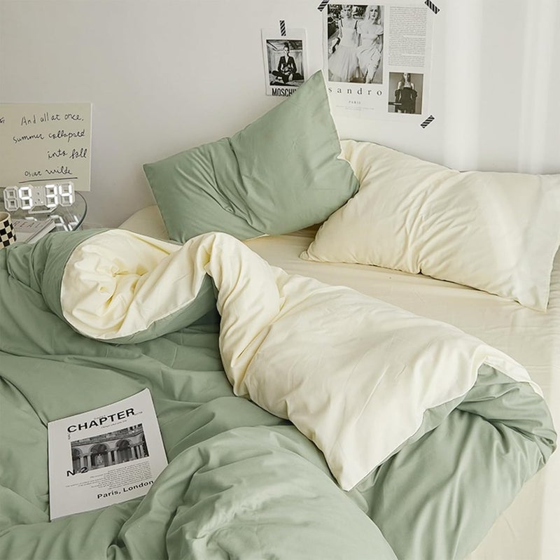 Duvet Cover Set King Size 6 Pcs, Include 1 Quilt Cover 220 x 240cm and 4 Pillow Cases 48 x 74cm and 1 Bedsheet 245 x 265cm, Soft Washed Cotton Bedding Set, NO Comforter - Image 5