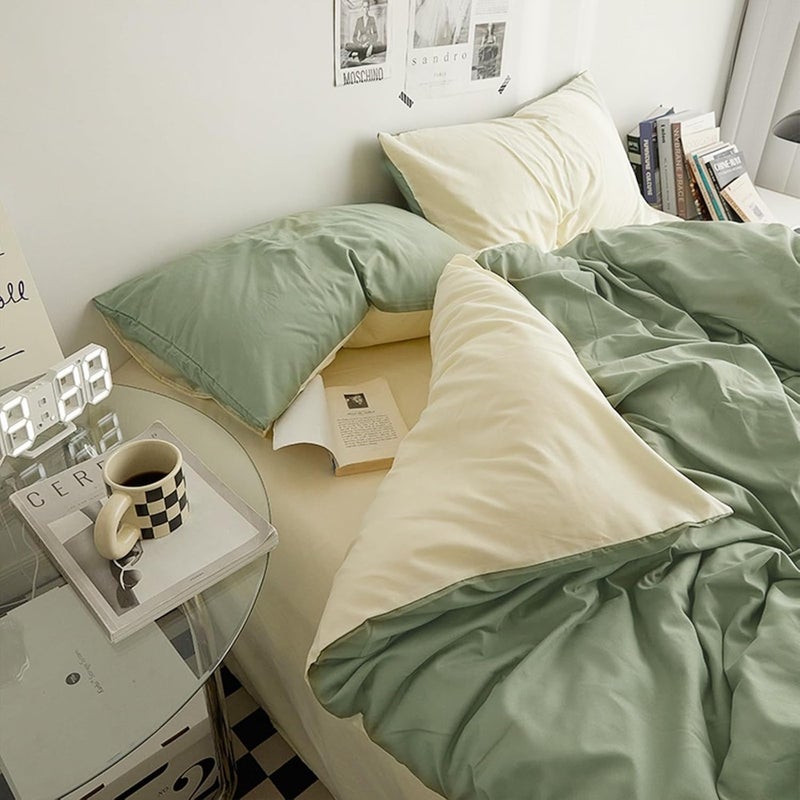 Duvet Cover Set King Size 6 Pcs, Include 1 Quilt Cover 220 x 240cm and 4 Pillow Cases 48 x 74cm and 1 Bedsheet 245 x 265cm, Soft Washed Cotton Bedding Set, NO Comforter - Image 1