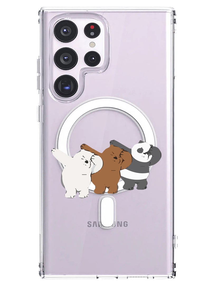 Theodor Magnetic Case for Samsung Galaxy S23 Ultra 6.8-inch Compatible with MagSafe Wireless Charging, Shockproof Phone Bumper Cover Bears dance - Image 1