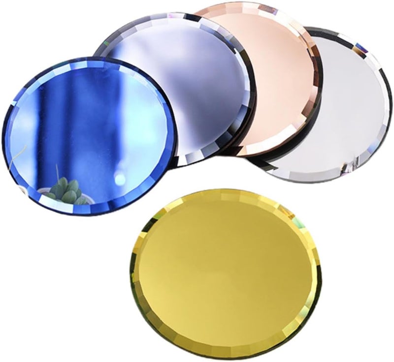 Healeved Nail Art Palette with Mirror Round Mixing Tray for Manicure Includes Blue Yellow Black White and Colors Nail Salons and Beginners - Image 1