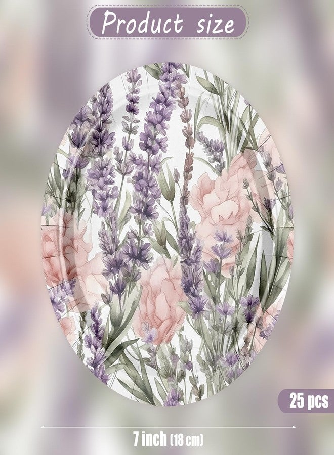 WRAPAHOLIC أطباق ورقية مزهرة WRAPAHOLIC 25 قطعة - 7 بوصة أطباق مزهرة لافندر قابلة للتصرف أطباق عشاء زخرفية لوازم حفلات تزيين الطاولة - Image 2
