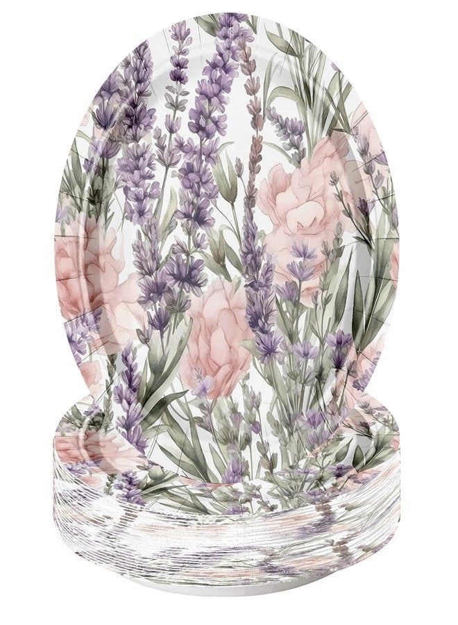 WRAPAHOLIC أطباق ورقية مزهرة WRAPAHOLIC 25 قطعة - 7 بوصة أطباق مزهرة لافندر قابلة للتصرف أطباق عشاء زخرفية لوازم حفلات تزيين الطاولة - Image 1