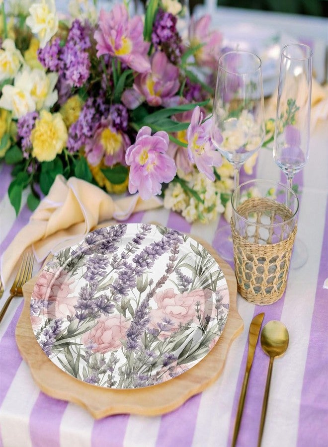 WRAPAHOLIC أطباق ورقية مزهرة WRAPAHOLIC 25 قطعة - 7 بوصة أطباق مزهرة لافندر قابلة للتصرف أطباق عشاء زخرفية لوازم حفلات تزيين الطاولة - Image 4