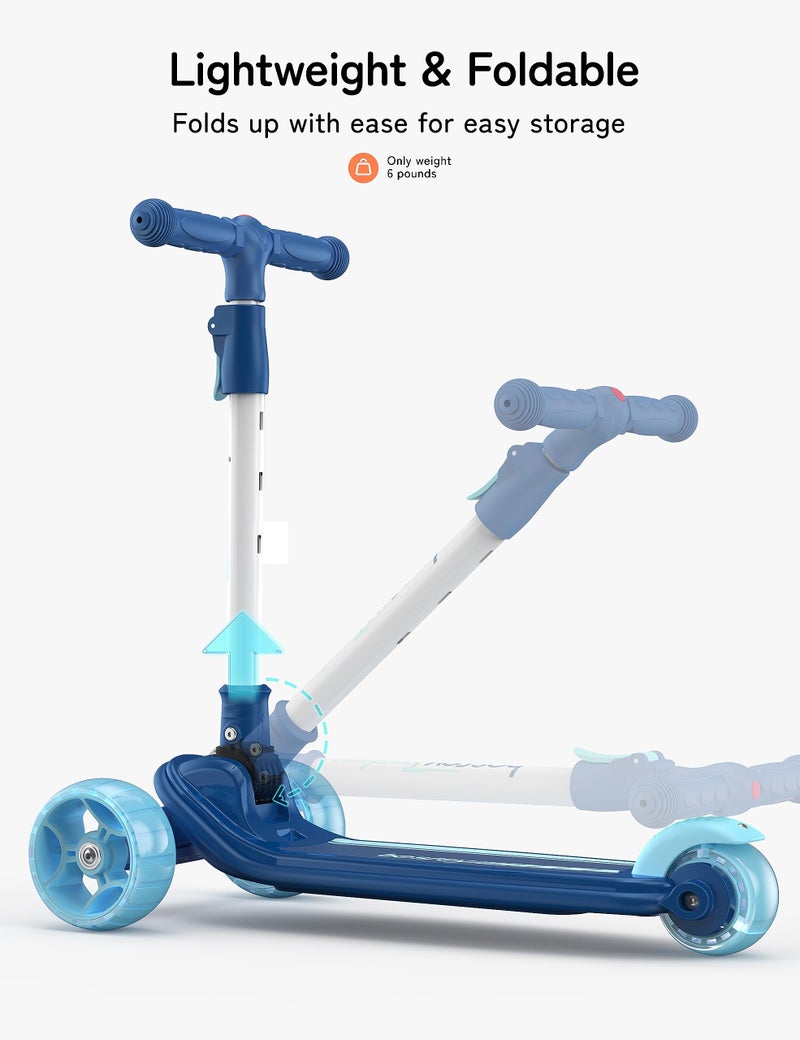 besrey Kick Scooter for Kids Ages 3-10, 3-Wheel Folding Scooter with Adjustable Height, LED Light Wheels, Extra Wide Deck for Outdoor Activities - Image 4