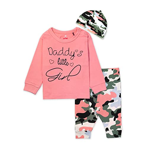 ARIEL Cotton Clothing Sets for Boys & Girls - Unisex Clothing Sets Full Sleeve T-Shirt & Pant -Size(2-3_Years) -Style(Pink-Cap) - Image 1