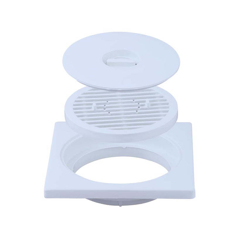 NEW WARE ® مصفاة/فخ تصريف مياه الحمام 3 قطع PVC مربع (أبيض) - Image 1