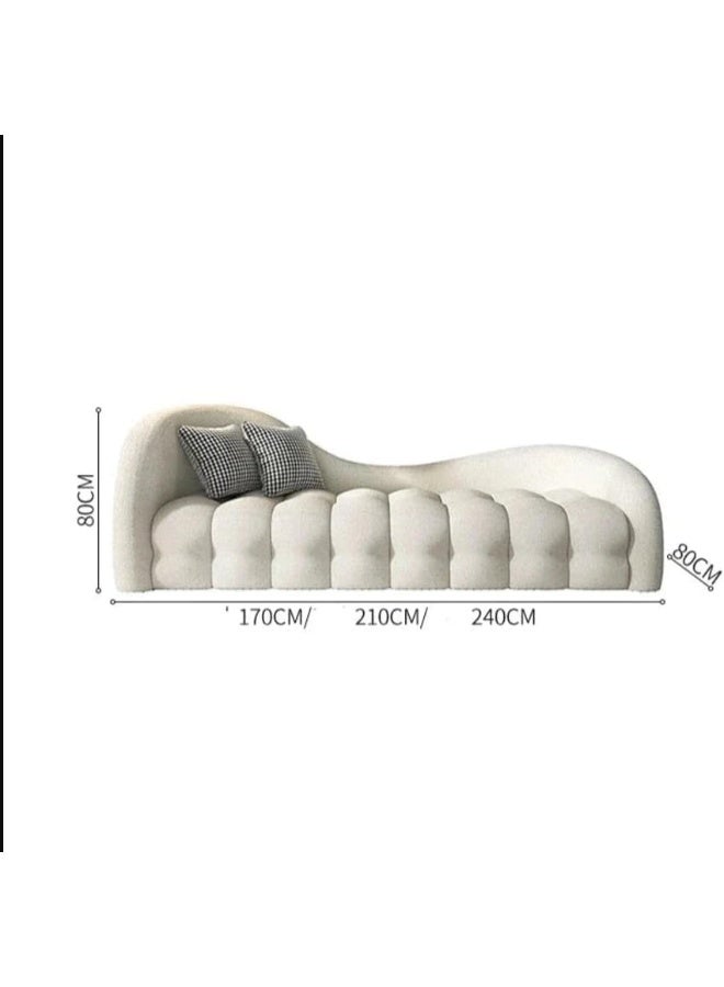 Poppins Home Curved Design Wool Fabric 3 seater Sofa Set  Modern Elegance & Comfort (Light Brown, 210cm)  - Image 2