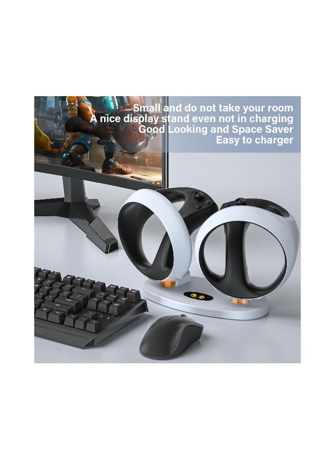 ماركة غير محددة محطة شحن مناسبة لجهاز التحكم PS VR2 Sense، محطة شحن مزدوجة لجهاز التحكم PSVR2 مزودة بمؤشر LED، قاعدة شحن PSVR 2 مع موصلات نوع-C مغناطيسية، ملحقات PS VR2  - Image 3