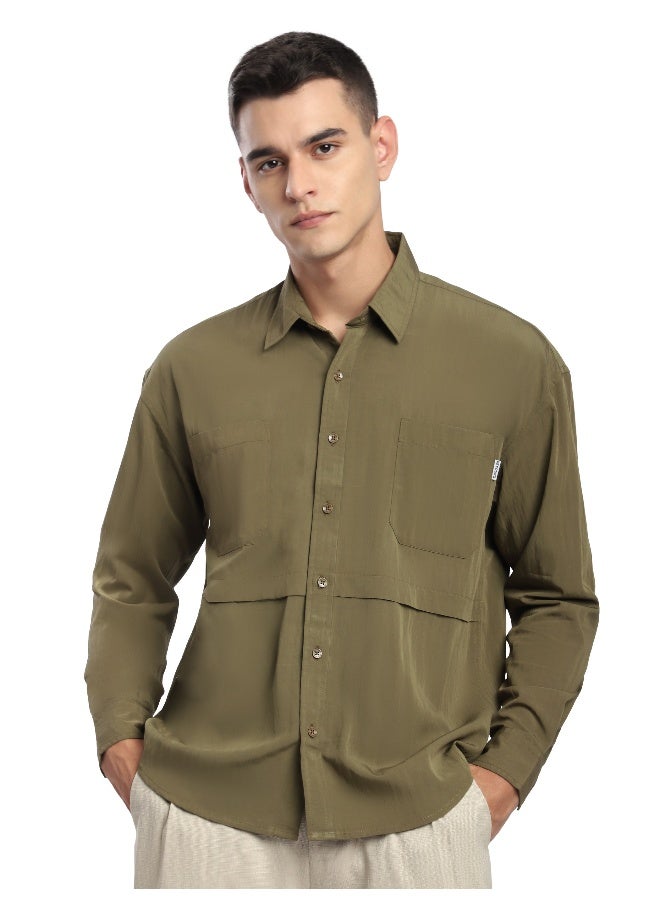 Beyoung Tan Brown Pleated Shirt  - Image 5