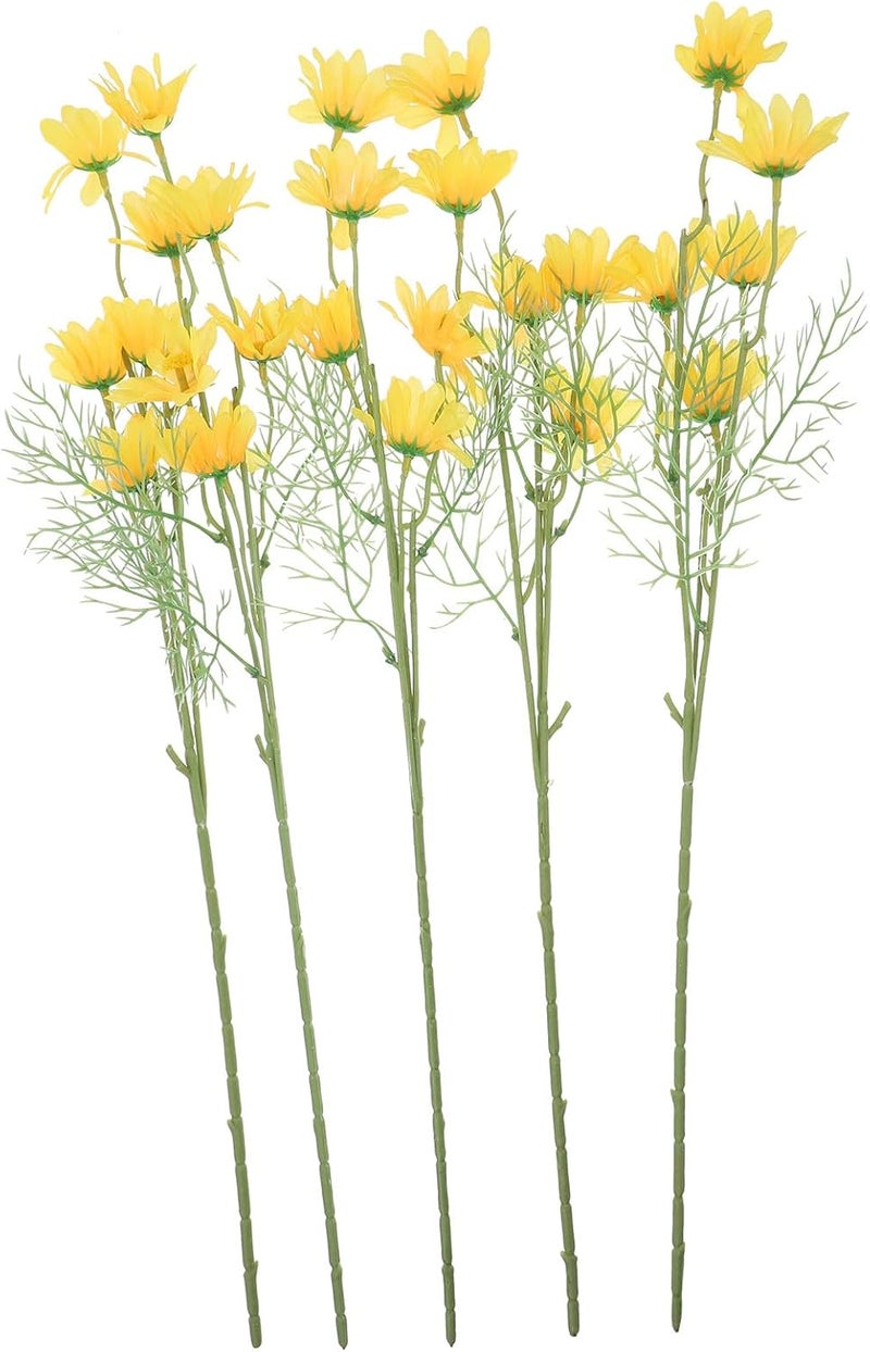 BESTonZON Artificial Chamomile Bouquet 5pcs, Lifelike Simulated Yellow Flowers for Wedding Centerpieces and Home Décor, Household Fake Chamomile Arrangement for Living Room Decoration - Image 1