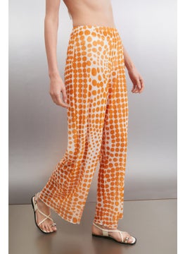 GRIMELANGE Arista Women Summer Tulle Orange / Patterned Pants  - Image 4