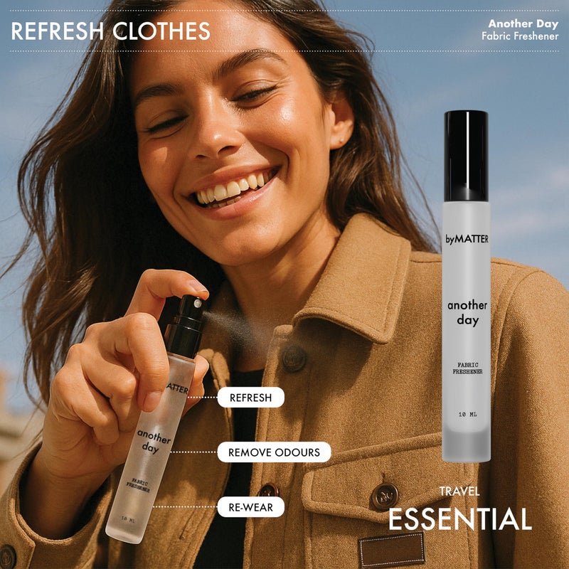 byMATTER Shoe & Fabric Freshener Spray Set - Travel Fabric Refresher & Shoe Deodorizer Pack, Odor Elimination, Suits All Materials, Smell Remover Sprays (2x 0.34 Fl Oz / 10ml) - Image 4