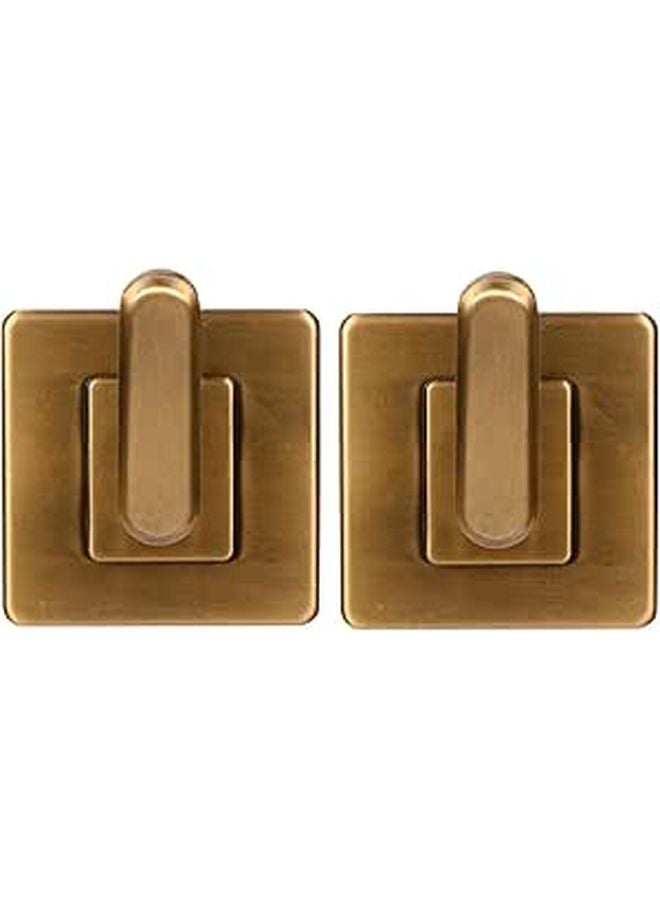 2Pcs Square Base Adhesive Wall Hooks For Towel Robe Storage In Bathroom Kitchen - Image 1