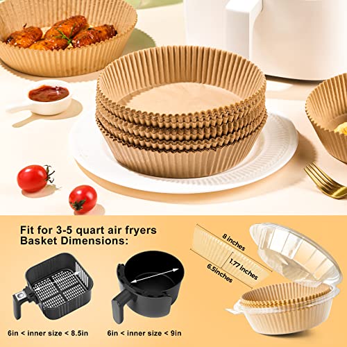 ctizne Air Fryer Paper Liners Disposable: 100PCS Round Airfryer Oven Insert Parchment Sheets Grease and Water Proof Non Stick Basket Liners for Baking Cooking from ctizne - Image 2