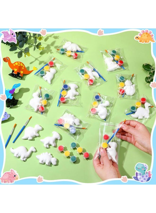 Simgoing 20 Set Dinosaur DIY Painting Kit Ceramic to Paint Your Own Dinosaur Statues Unpainted Plaster Figurines Brushes Acrylic Paints Bags Arts and Crafts Kits Party Favor for Kids Boys Adults Girls - Image 5