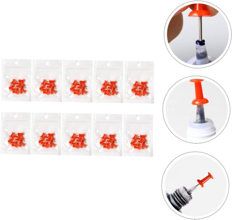 DOITOOL 100pcs Eyelash Glue Bottle Nozzle Caps with Bottle Opening Needle for Unclogging Dried Adhesives Compact for Easy Storage and Practical Use - Image 3