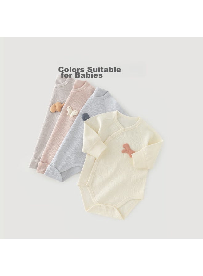 Good bear Guaiqi Xiong Baby Romper, Long-sleeve Pure Cotton Onesie, Cute Triangular Bodysuit For Boys And Girls, Home Wear For Spring And Autumn, Newborn - Image 2