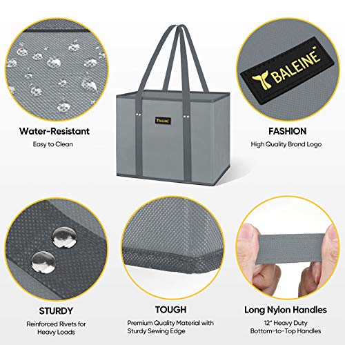 BALEINE 3Pk Reusable Grocery Bags, Foldable Shopping Bags for Groceries with Reinforced Bottom & Handles (Frost Abies) - Image 5