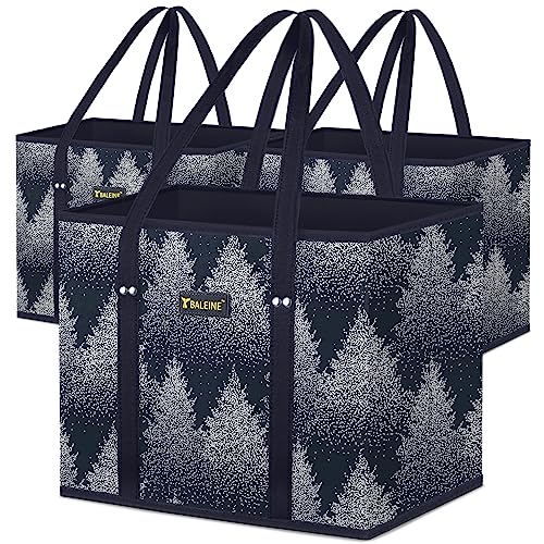 BALEINE 3Pk Reusable Grocery Bags, Foldable Shopping Bags for Groceries with Reinforced Bottom & Handles (Frost Abies) - Image 1