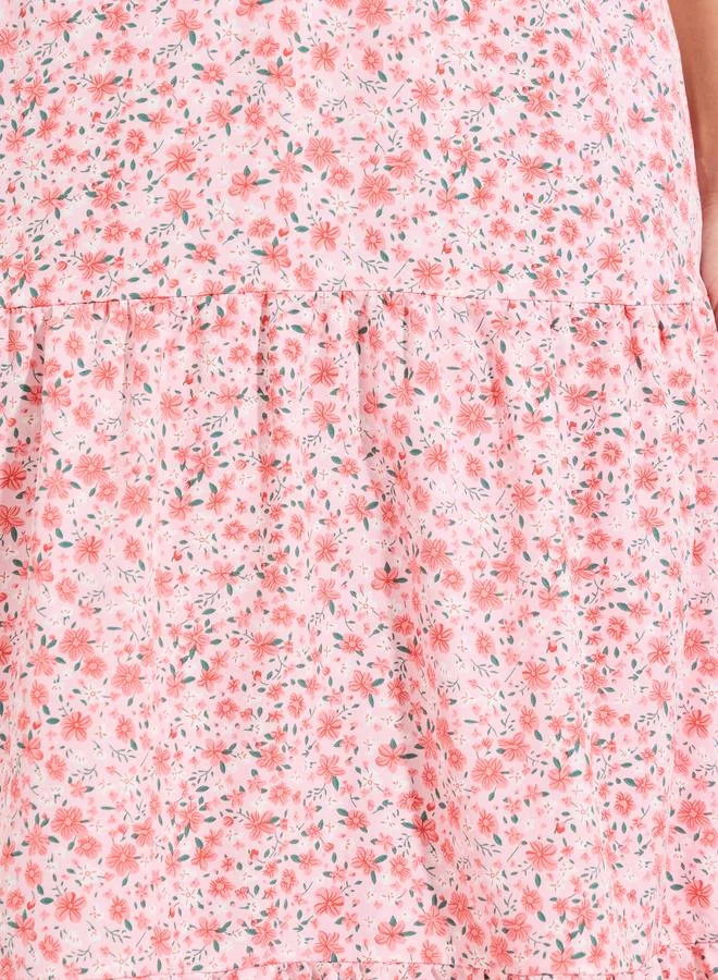 Take Two Take Two Ditsy Print Tiered Maxi Skirt