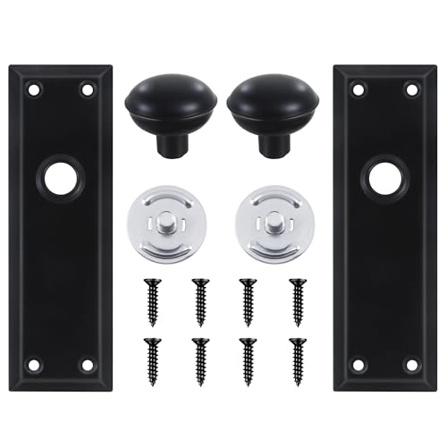 newliplace 2 Pack One-Sided Black Dummy Door Knobs Interior, Vintage Long Plate Dummy Door Knobs in Matte Black - Image 5