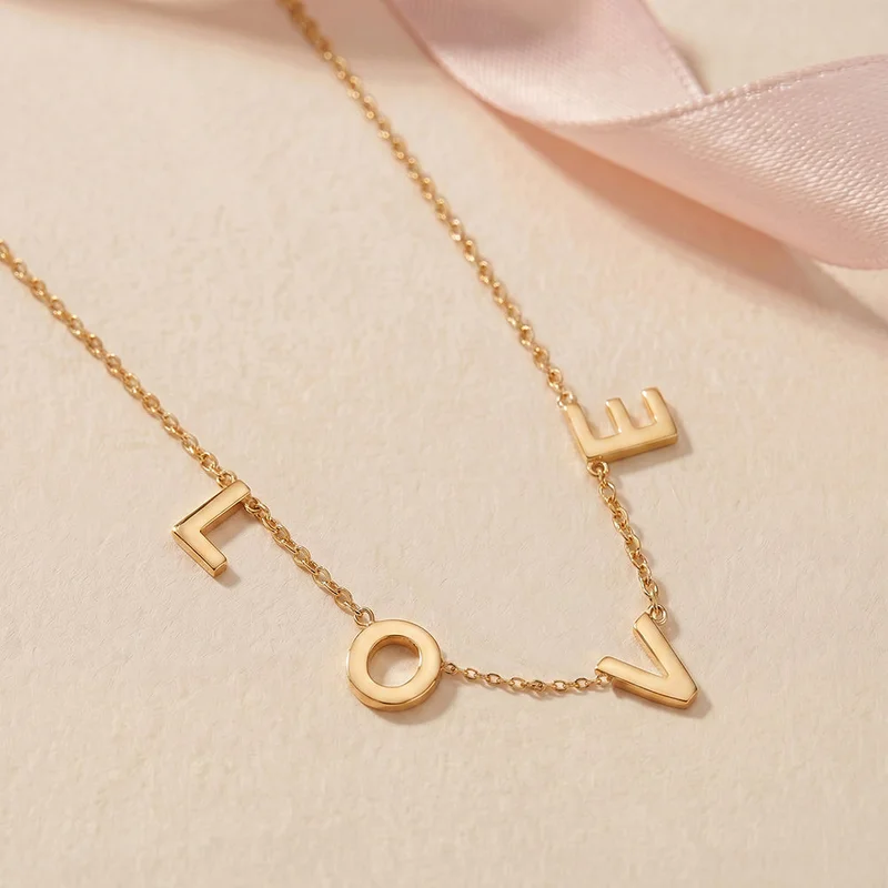 Palmonas  18K Gold Tone Plated Love Link Charm Short Necklace For Women - Waterproof & Anti-Tarnish for Women | Best Price UAE