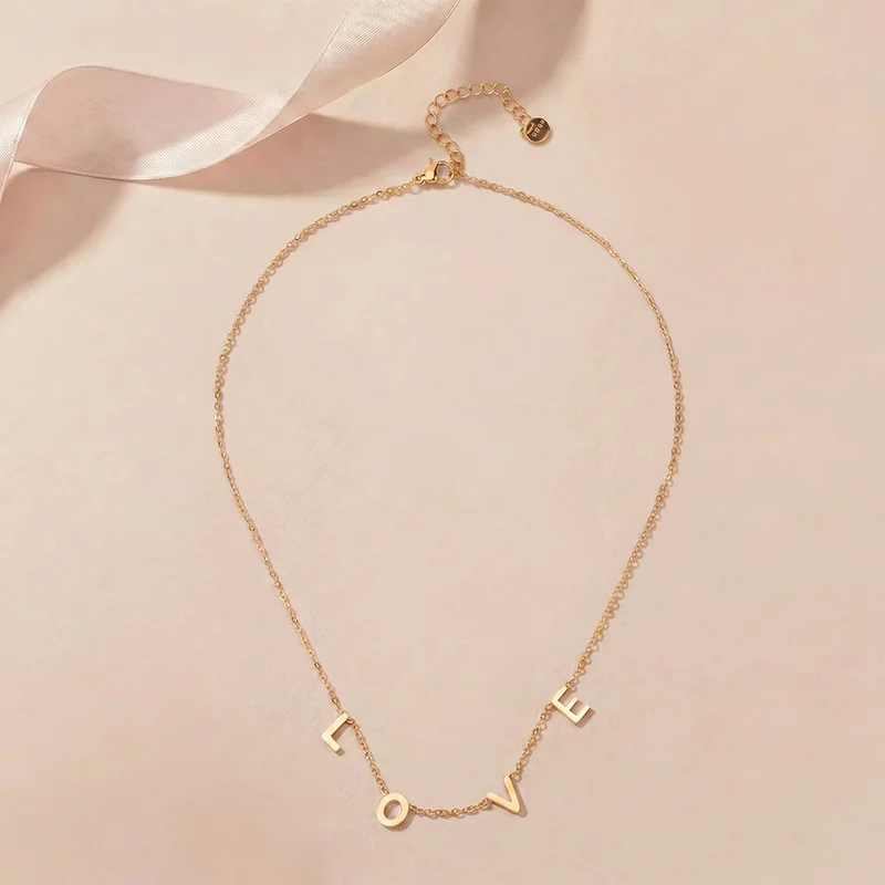 Palmonas  18K Gold Tone Plated Love Link Charm Short Necklace For Women - Waterproof & Anti-Tarnish for Women | Best Price UAE