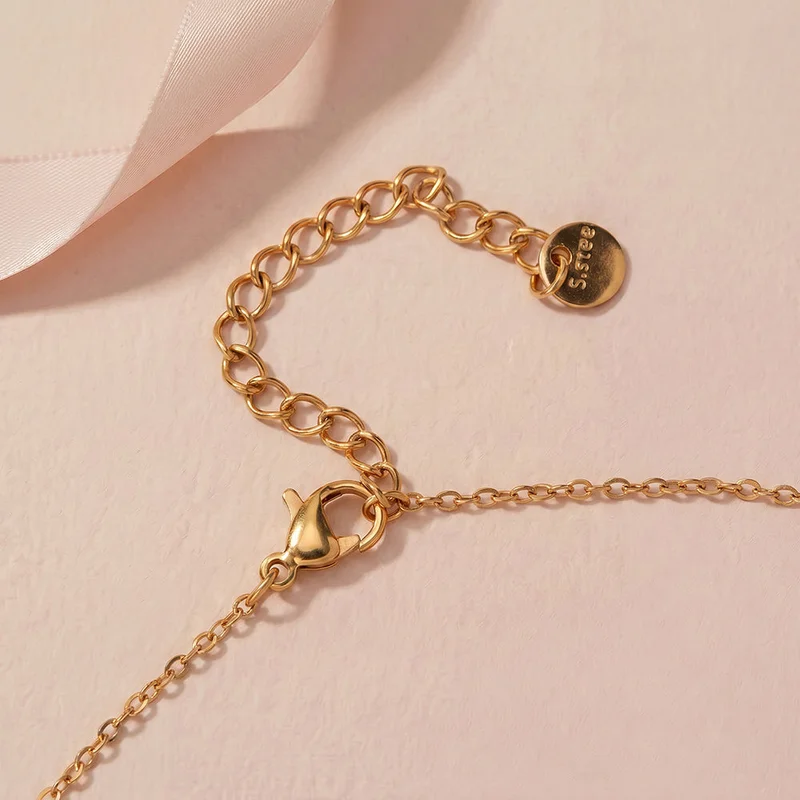 Palmonas  18K Gold Tone Plated Love Link Charm Short Necklace For Women - Waterproof & Anti-Tarnish for Women | Best Price UAE
