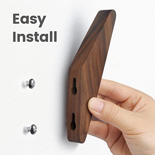 COCOYA 4Pack Wood Hooks Wall Mounted, Minimalist Easy Install Natural Real Walnut Cute Mid Century Modern Simple Rustic Home Foyer Entryway Decor, for Hanging Hat Cap Backpack Bag Coat Towel Clothes - Image 3