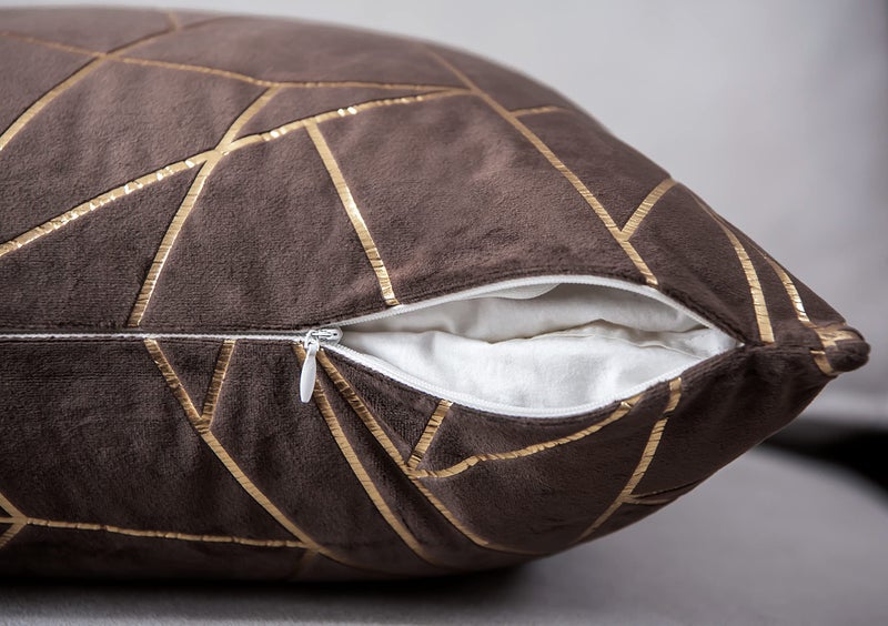 YONGLIU YONGLIU Throw Pillow Covers Velvet Decorative 2 Packs Ultra-Soft Cushion Case for Christmas Sofa Bedroom Car Living Room (Coffee  20""X20"")  - Image 5