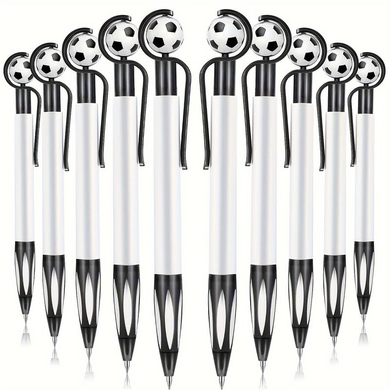 Soccer Ball Design Ballpoint Pens 15 Pcs Black Retractable Plastic Pens Medium 1.0Mm Point Soft Grip School Office - Image 1