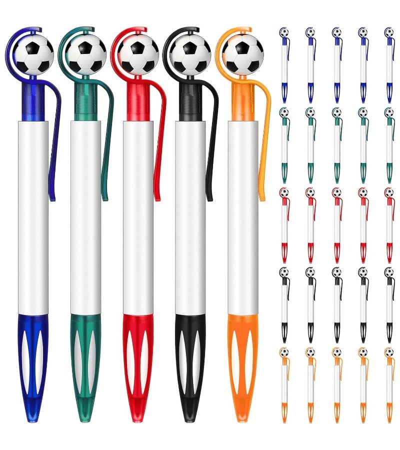 Soccer Ball Design Ballpoint Pens 15 Pcs Black Retractable Plastic Pens Medium 1.0Mm Point Soft Grip School Office - Image 2