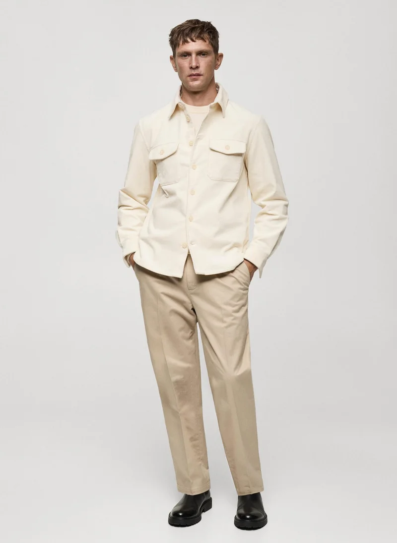 Mango Man Corduroy Overshirt With Pockets