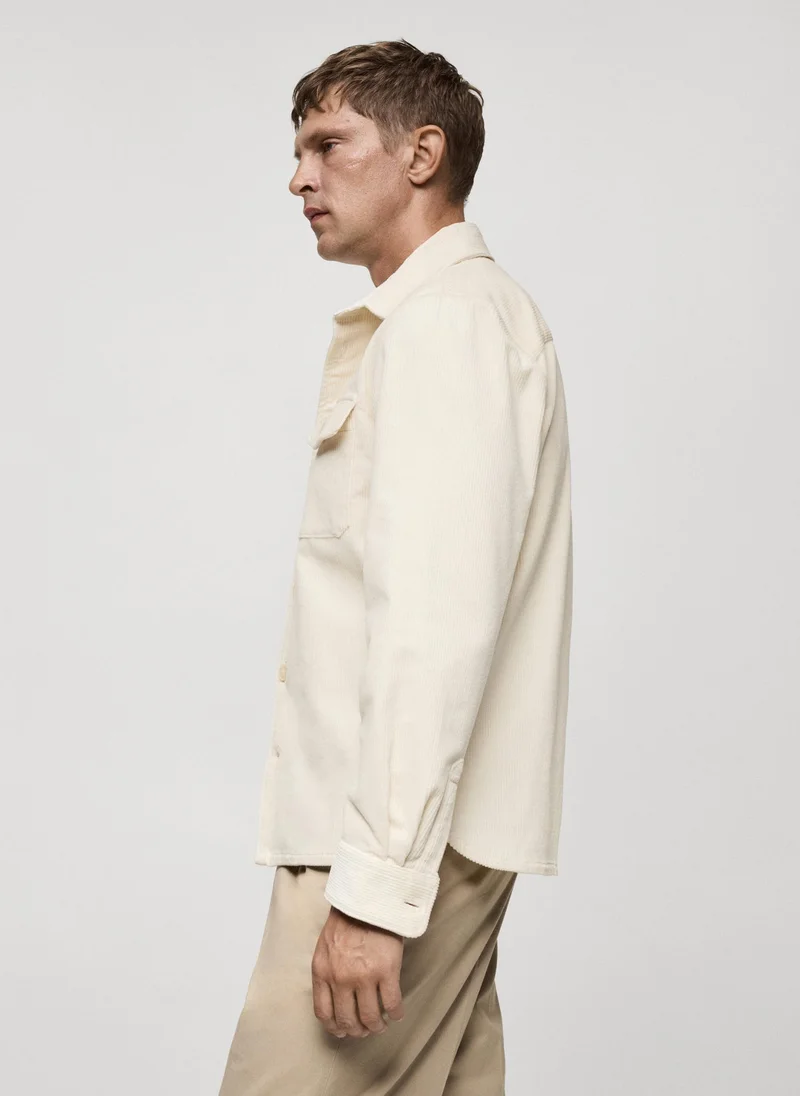 Mango Man Corduroy Overshirt With Pockets
