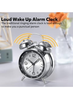 spa luxetique Loud Alarm Clock for Heavy Sleepers Adults,Retro 4 Inch Silent Non-Ticking Quartz with Backlight,Twin Bell Analog Kids Alarm Clocks for Bedrooms Bedside (Black)  - Image 5