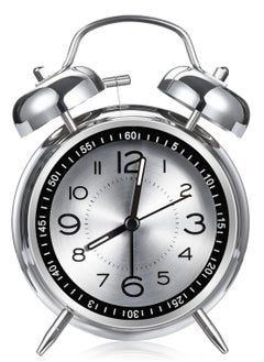spa luxetique Loud Alarm Clock for Heavy Sleepers Adults,Retro 4 Inch Silent Non-Ticking Quartz with Backlight,Twin Bell Analog Kids Alarm Clocks for Bedrooms Bedside (Black)  - Image 2