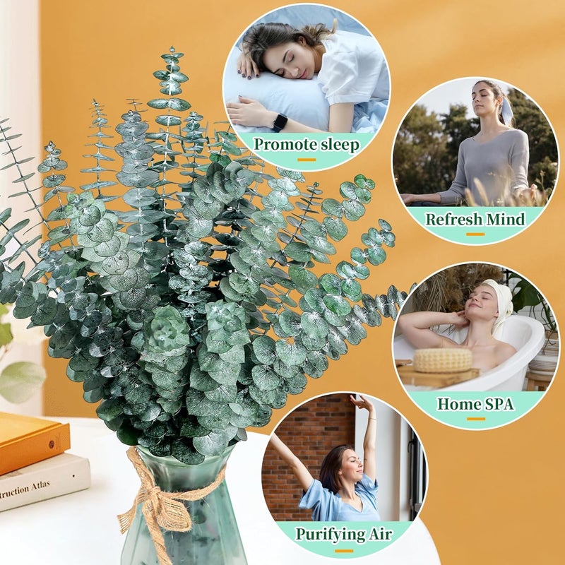 Eslibin 21 Pcs Real Dried Eucalyptus Stems, 17" Natural Fresh Eucalyptus Branches for Shower, Greenery Leaves for Vase Filler, Fragrance, Fresh Silk Dry Live Plants Decor - Image 2