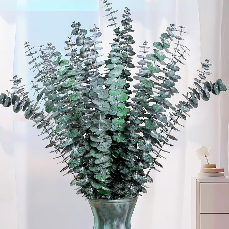 Eslibin 21 Pcs Real Dried Eucalyptus Stems, 17" Natural Fresh Eucalyptus Branches for Shower, Greenery Leaves for Vase Filler, Fragrance, Fresh Silk Dry Live Plants Decor - Image 1