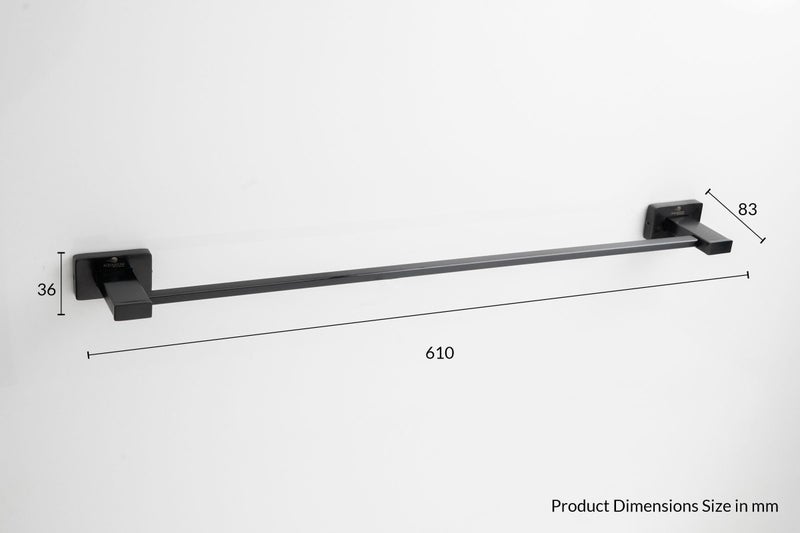 AQUARIUM Parth Metal Silk Series Towel Bar ? Premium Stainless Steel Bathroom Towel Holder | Rust-Resistant, Wall-Mounted | Easy Installation | Ideal for Bathrooms & Wash Areas (Black Matt) - Image 4