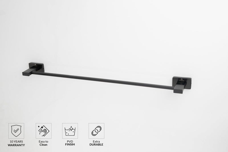 AQUARIUM Parth Metal Silk Series Towel Bar ? Premium Stainless Steel Bathroom Towel Holder | Rust-Resistant, Wall-Mounted | Easy Installation | Ideal for Bathrooms & Wash Areas (Black Matt) - Image 3