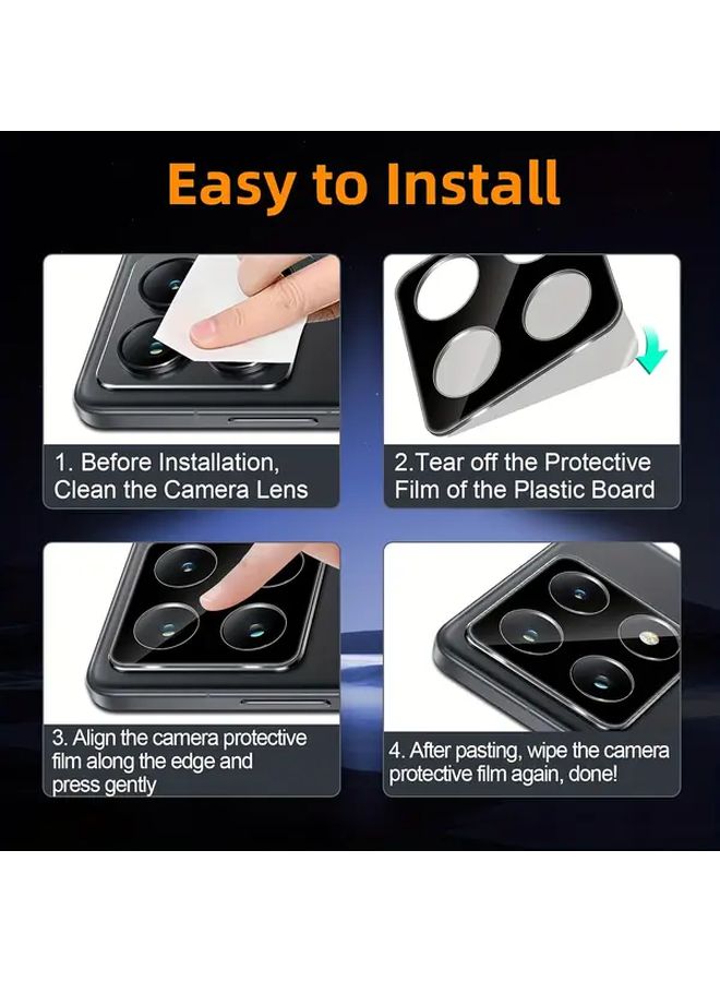 3 Pack Black Tempered Glass Camera Lens Protector For Xiaomi 14T Scratch Resistant Anti Fingerprint - Image 5