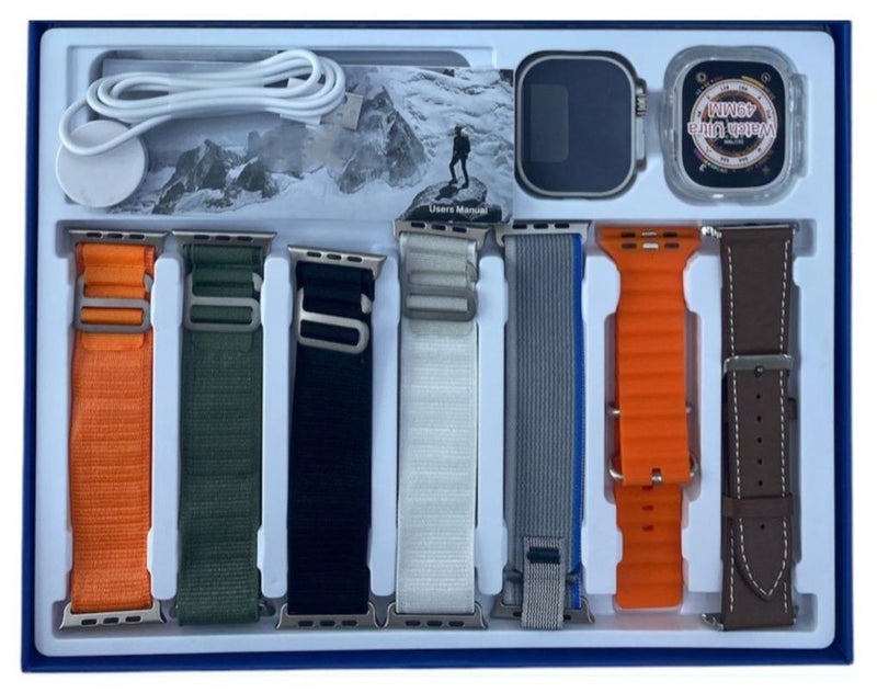 Bastec Smart Watch 7in1 Deluxe Edition  Waterproof IP67 With Health Fitness Tracker Sport Watch Supports NFC with 7 Bracelets and Protection Cover 49MM-Multicolour - Image 1