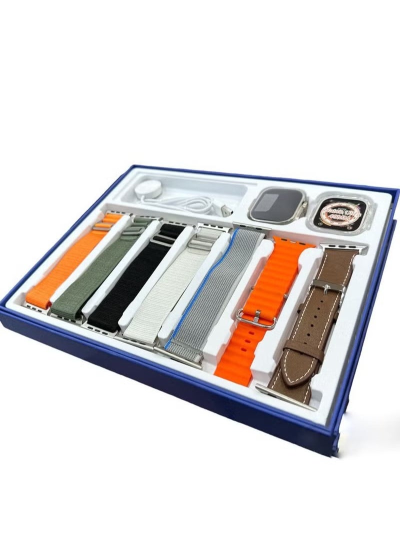 Bastec - Smart Watch 7in1 Deluxe Edition  Waterproof IP67 With Health Fitness Tracker Sport Watch Supports NFC with 7 Bracelets and Protection Cover 49MM-Multicolour - Image 1