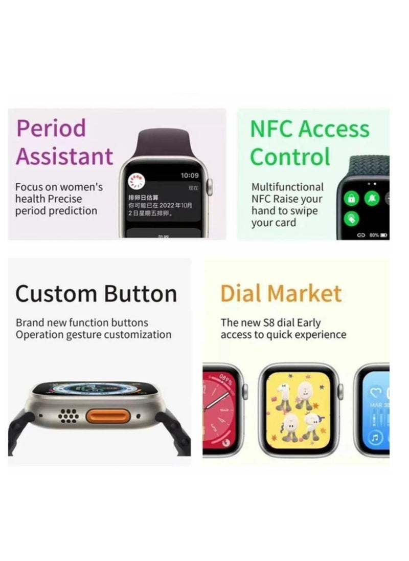 Bastec - Smart Watch 7in1 Deluxe Edition  Waterproof IP67 With Health Fitness Tracker Sport Watch Supports NFC with 7 Bracelets and Protection Cover 49MM-Multicolour - Image 1