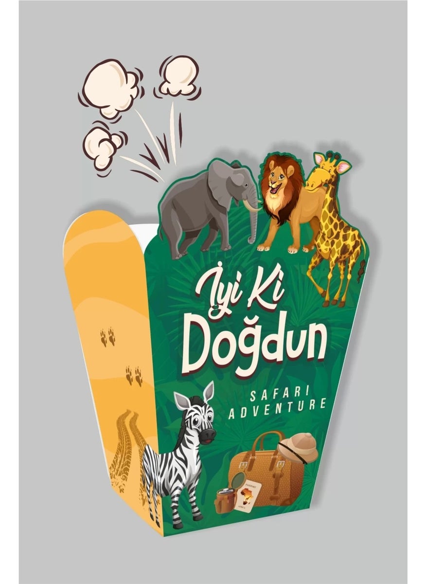Neşeli Günlerim Happy Days Safari Concept Popcorn Box (Corn) 8 Pieces 